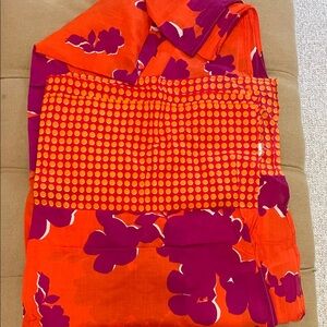 Vibrant Orange & Magenta Floral Scarf